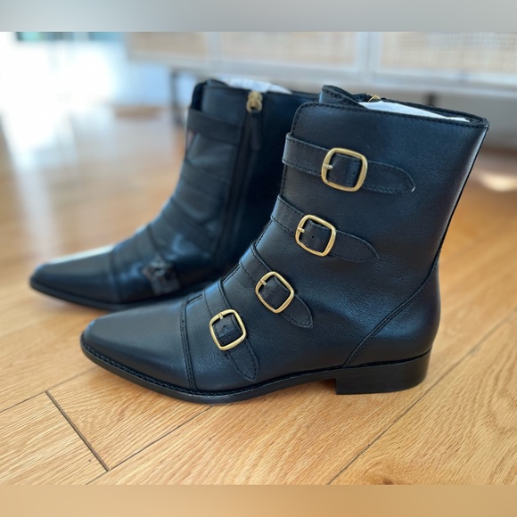 NWT J. Crew Multi Buckle Leather Short Boots - Picture 4 of 6